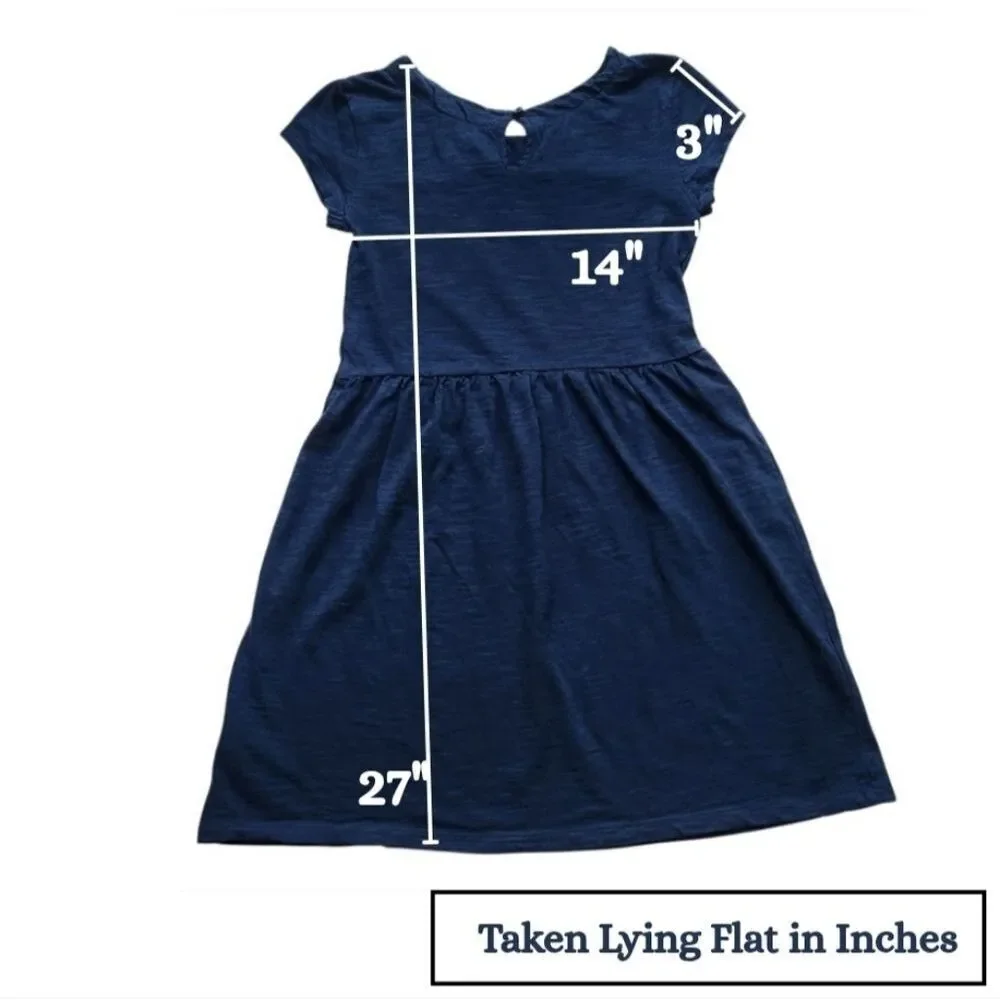 GAP Kid's Girls Blue Jersey Dress Short Sleeve with Flowers 3D Size Large